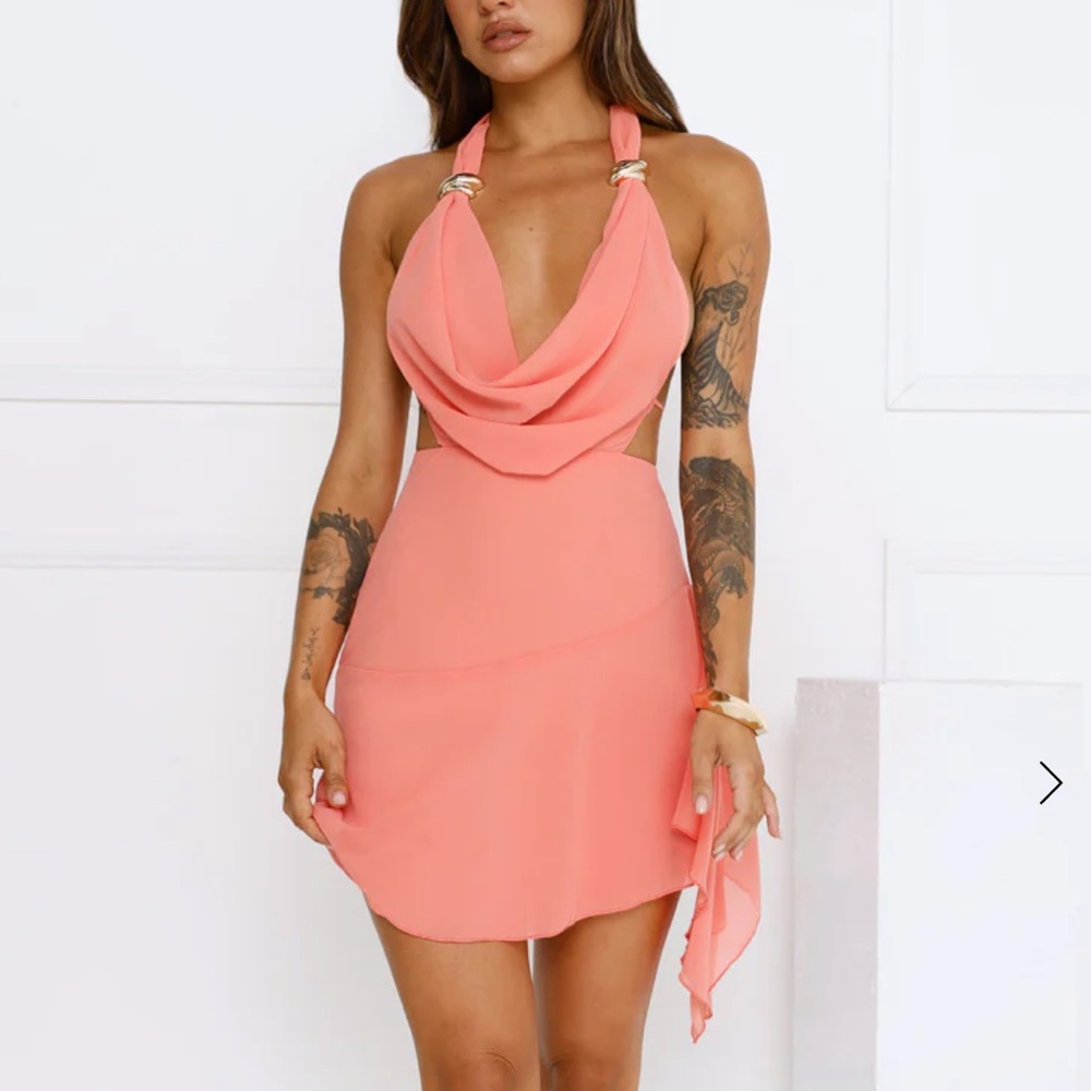 PALOMA HALTER MINI DRESS CORAL